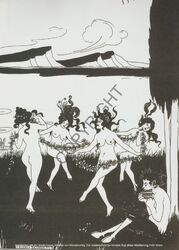 Grafik Vintage Aubrey Beardsley antique Print Erotik Faun Satyr Flöte Reigen