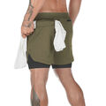 Herren Yoga Training Trocken Lauf Shorts 2 in 1 Sport Jogging Fitness8691