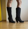 Stiefel 37 Keneth Cole schwarze Cowboy Boots Wildleder Imitat