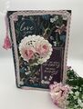 Junk Journal, recycelte Seiten, Vintage, gefertigt, rosa, handgefertigt, blau, rosa Quaste