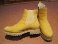 TAMARIS Damenschuhe Stiefelette, Chelsea Boots,Leder,ocker,Gr.41, gefüttert