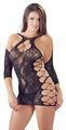 Minikleid mm Bandeinsatz u. Spitzen-String Sexy Erotik Damen Dessous Schwarz