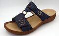 Rieker Damenschuhe Pantolette Keilabsatz Sandalen blau Leder Neu 1620