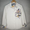 Desigual Shirt Herren Hemd Gr. L Weiß Regular Fit Langarm Sommer  100% Baumwolle