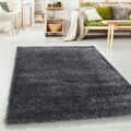 Hochflor Shaggy Wohnzimmer Teppich Soft Weichem Glanz Garn Einfarbig Grau