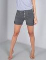 Please Jeans Damen Short P85B Boyfriend Denim Button Fly Bermuda Kurze Hose Grau