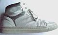 GABOR High Top Sneaker 40 Leder Silber und Weiß Reißverschluss und Schnürsenkel