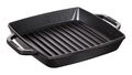 Staub Kochgeschirr Grillpfanne Bratpfanne mit 2 Griffen quadratisch Schwarz 23cm