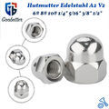 Hutmutter Edelstahl DIN 1587 hohe Form A2 V2A Muttern 6#,8#,10#, 1/4" - 1/2" UNC