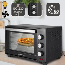 Jago® Minibackofen mit Umluft 30/48/60L Pizzaofen Mini Backofen Grill 1600/2000W⭐⭐⭐⭐⭐ Timer✔️ 100-230°✔️ 5/6 Kochmodi✔️