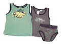 3tlg Jungen-Set Hemd Tanktop Hose Gr. 98/104 grün Auto braun Wild Life