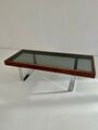 Designer Tisch Mid Century Chrom Teak Rauchglas antik vintage