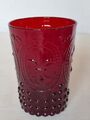 Preßglas alter vintage Glas Becher rubin rot Schwertlilie Boho style