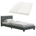 Polsterbett Einzelbett Bett Jugendbett Gästebett Stoff Lattenrost Juskys®