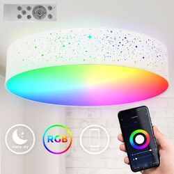 LED Stoff-Deckenlampe Smart Home Deckenleuchte Textil 49cm RGB Fernbedienung 30W