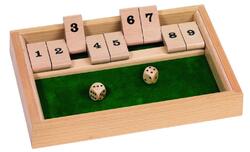 Würfelspiel Shut the box | 25,5 x 17,5 x 3,2 cm, Holz, 2 Würfel, per Stück