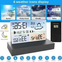 Funk Wetterstation Thermometer Mit Farbdisplay Innen-Außensensor Digitale Wecker