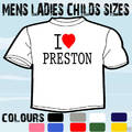 I LOVE HEART PRESTON T-SHIRT ALLE GRÖSSEN & FARBEN 