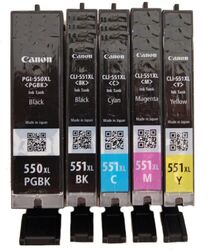 5X Canon Original CLI551XL + PGI550 XL Canon Pixma IP7250 MG5550 MG5650 MG6650