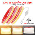 230V COB LED Streifen Stripe IP65 Band Lichtschlauch Leiste Kette Selbstklebend