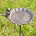 Gartenstecker Vogeltränke stehend Vogelbad Gußeisen Wasserschale Gartenstab Bird