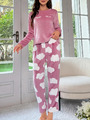 Damen Schlafanzug Pyjama Winter Fleece Kuschelig Flauschig Warm Weich Frauen Set