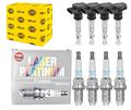 4x HELLA Zündspule +4x NGK Zündkerze Laser Platinum passend für VW Golf V 1K1