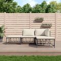 vidaXL 4-tlg. Garten-Lounge-Set mit Kissen Anthrazit Poly Rattan