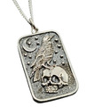 Rabenschädel Mond Halskette Anhänger 925 Silber 18 Zoll Kette Gothic Allan Poe Nordisch UK