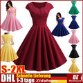 Damen Retro Partykleid 1950,60er Rockabilly Kleid Swing Petticoat Skaterkleid