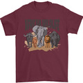 Afrikanische Tierwelt Elefant Löwe Nashorn Safari Herren T-Shirt 100% Baumwolle