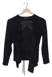 ZARA Blazer Damen Gr. S Schwarz Bindeband Wasserfallkragen