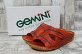 Gemini Damen Pantolette orange mit blau abgesetzt und zwei Klettverschlüssen