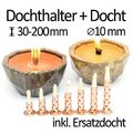 Dochthalter + 2 Glasfaser Dochte, Wachsfresser Schmelzlicht draußen, 30-200x10mm