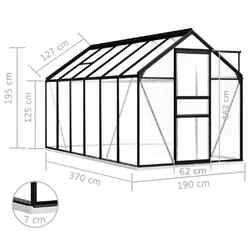vidaXL Gewächshaus mit Fundament Anthrazit Aluminium