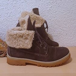 TAMARIS Damen Stiefelette GR 39 braun mit Teddyfell verstellbar