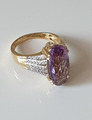 Ring 925 Silber vergoldet RoseDeFrance Amethyst weißer Zirkon Gr. 19 Zertifikat