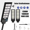 2X LED Solar bewegungsmelder Straßenlaterne IP65 1200W Solarleuchte Außen Garten