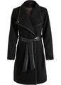 Neu Mantel in Wolloptik Gr. 48 Schwarz Damen Kurzmantel Winter-Jacke Coat