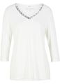 Shirt mit Pailletten Gr. 36/38 Weiß Silber Damenshirt Bluse Tunika R-Ware Neu