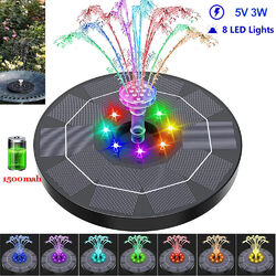 Springbrunnen Solarpumpe Teichpumpe mit AKKU GartenFontäne Wasserspiel 16cm 8LED