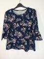 AUBURN Damen 3/4 Arm Damen Blumen Bluse Top Kleid Navy Mix XL