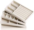 Schmuckaufbewahrung, Schubladen Organizer 4er Set Schmucktablett Stapelbar Beige