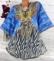 Designer Poncho Bluse Shirt Tunika Hängerchen Chiffon Oversize Strass 46 48 50