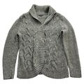 Tommy Hilfiger Strickjacke Pullover damen L/XL Grau Cardigan Cape Wolle Nylon