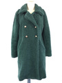 QED London Teddybär Mantel dunkelgrün mittellang Fuzzy Shaggy Overcoat Gr. UK 8