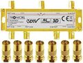 Antennenverteiler 6-fach gold Koax Sat Splitter TV Kabelfernsehen Coax Verteiler