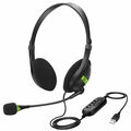 USB Headset Kopfhörer mit Mikrofon Telefon Stereo Computer PC Laptop Headph R2Y5