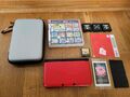 Nintendo 3DS XL Schwarz Rot Red ~ TEILDEFEKT + 2 Spiele 