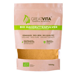 GreatVita Bio Hagebuttenpulver 1000g | 1kg Hagebutte gemahlen | 100% naturrein